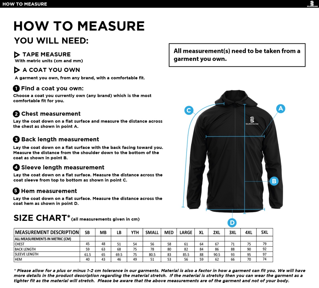 Women's/Junior - Dual Full Zip Training Jacket : Black - Size Guide