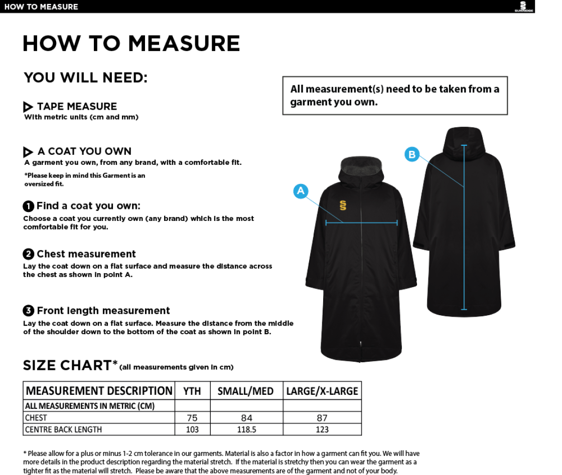 Women's/Junior - Thermal Robe - Black - Size Guide