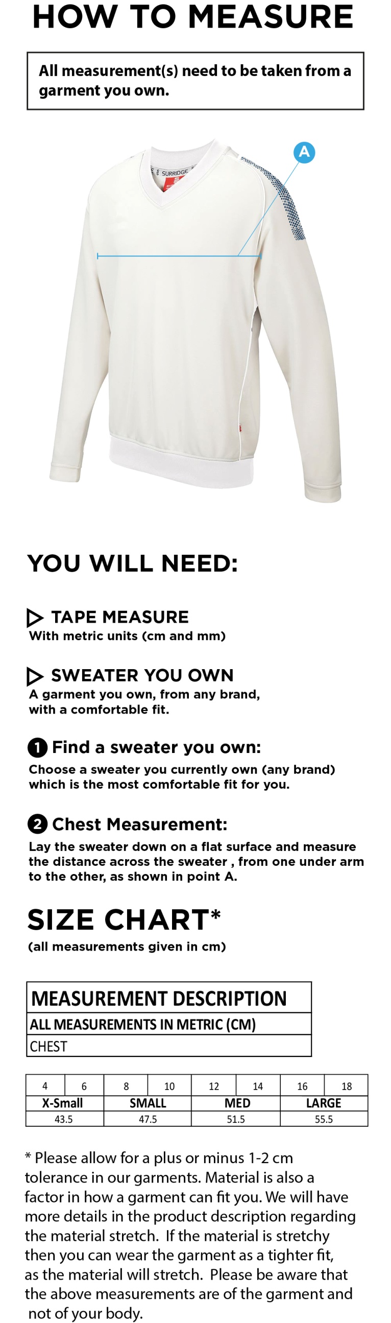 Women's BLAST LONG SLEEVE SWEATER - Ivory - Size Guide