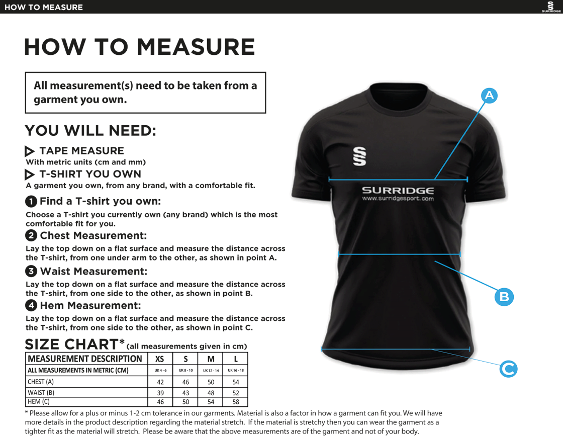 Women's Fit Dual Games Shirt : Bottle - Size Guide