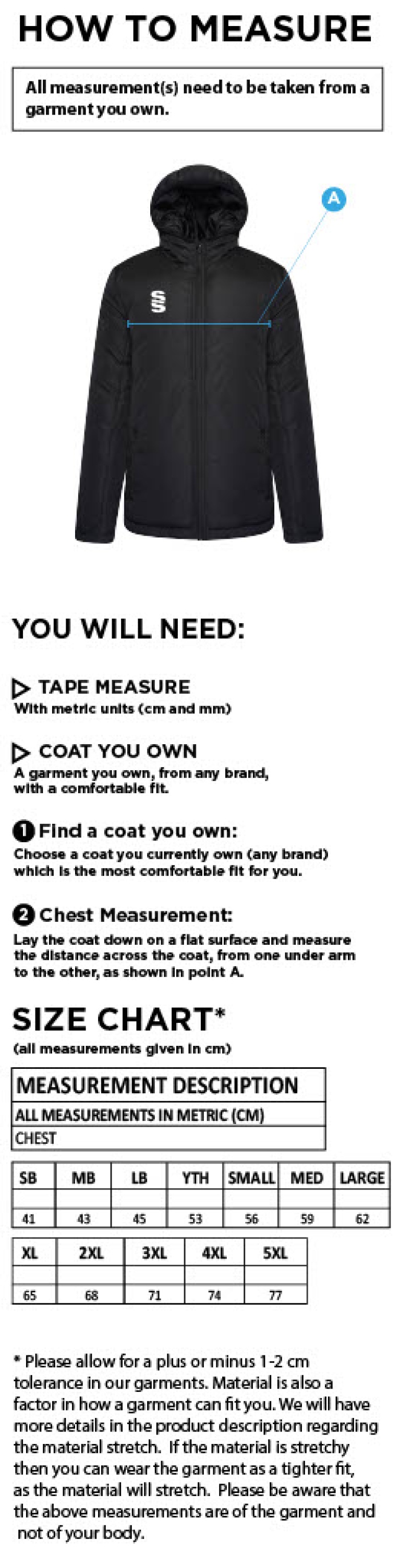 Women's - Ct Padded Jacket : Black - Size Guide