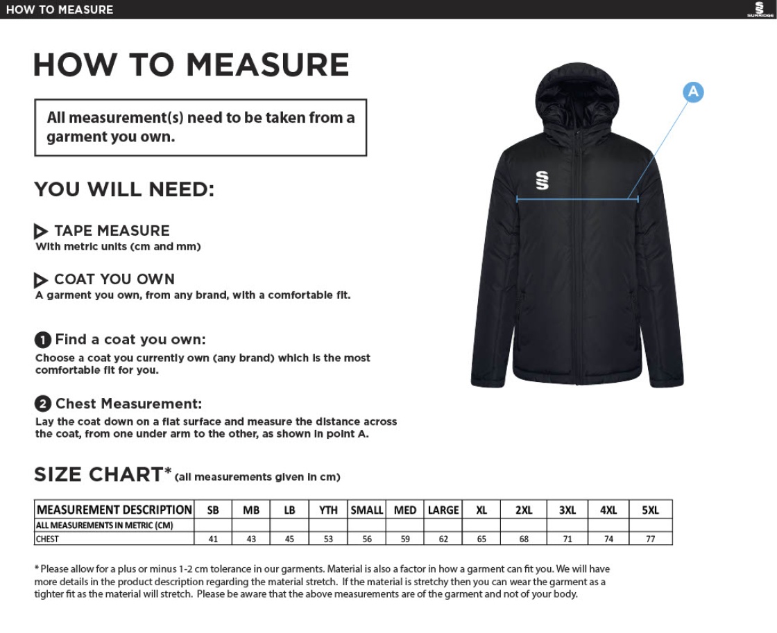 Women's - Ct Padded Jacket : Black - Size Guide