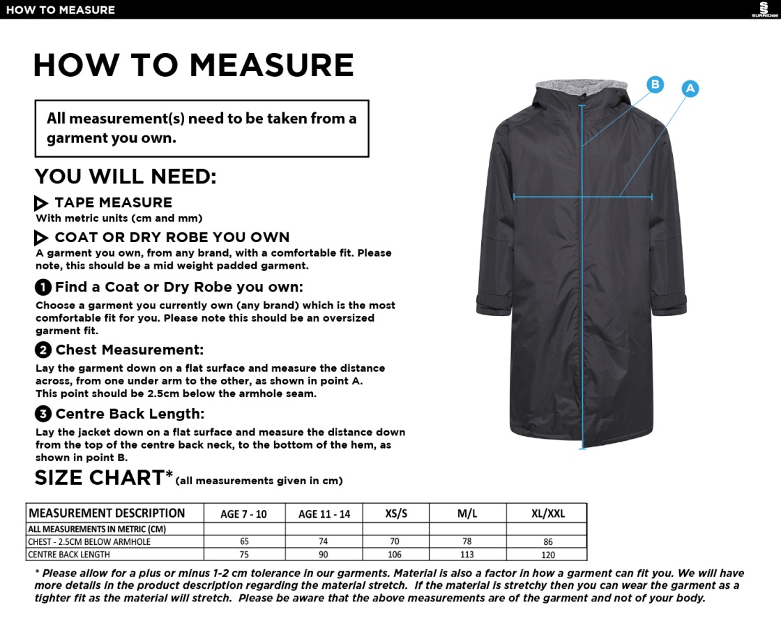 Thermal Robe - Black - Size Guide